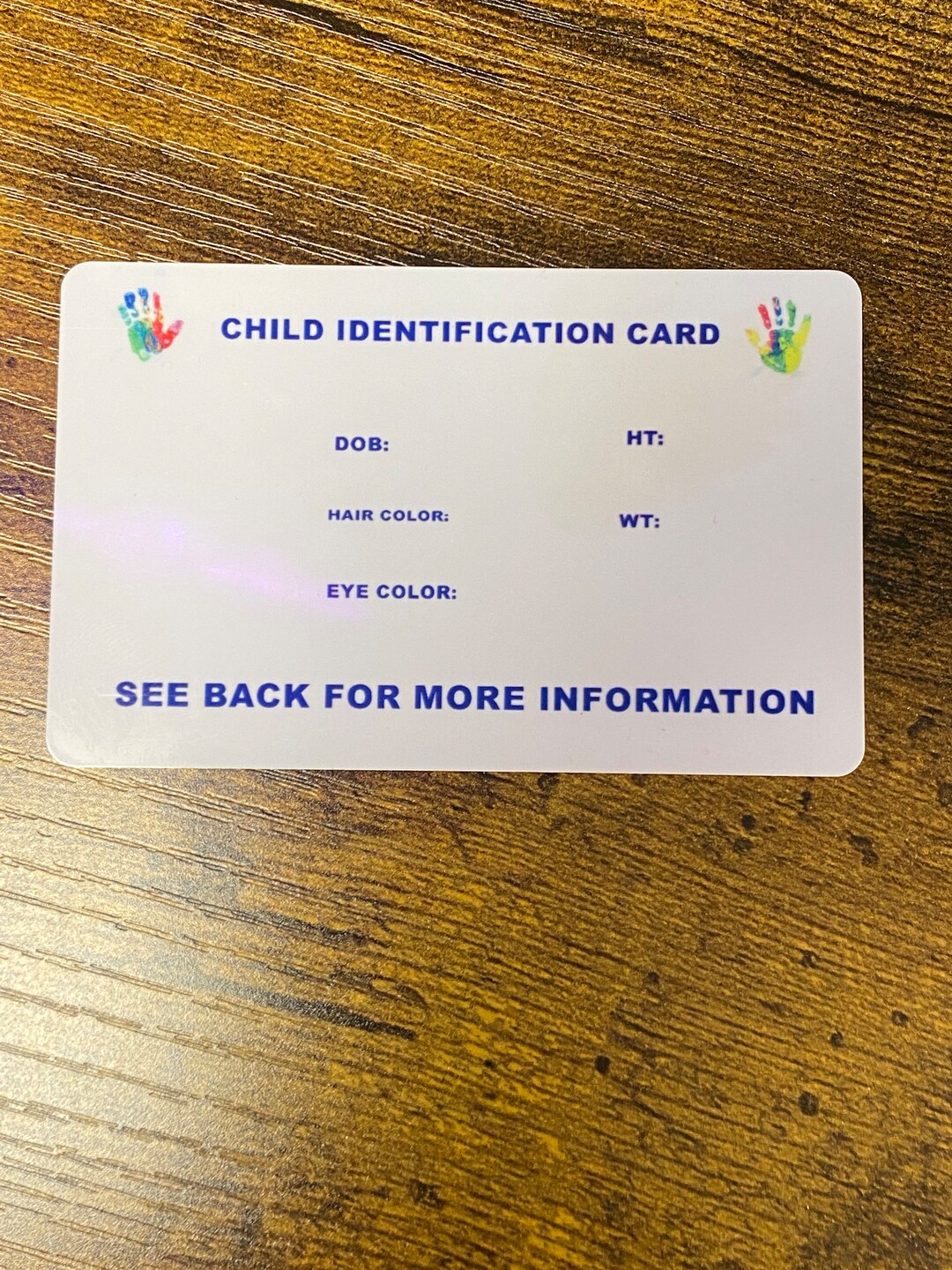 Child Identification Card Etsy