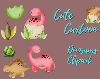 Baby Dragon Clipart: Cartoon PNG Images (Instant Download)