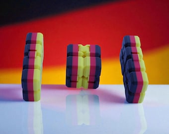 Germany Flag Infinity Cube | 3D Printed Fidget Toy for Stress Relief & Focus | Red Yellow Black Cube | Multicolor Desk Toy