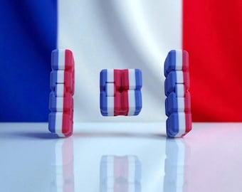 France Flag Infinity Cube | 3D Printed Fidget Toy for Stress Relief & Focus | Red White Blue Cube | Patriotic Desk Toy Gift