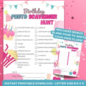 Photo Scavenger Hunt for Teen Girls – Birthday Party Printable – Teen Party Game – No Editing – Instant Download PDF - Available Immediately
