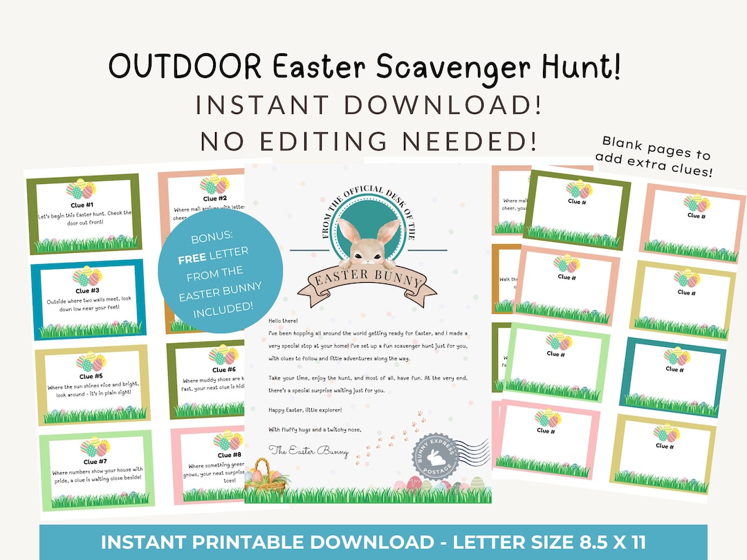 Ready to Print Easter Scavenger Hunt for Kids - OUTDOOR Game - Easter ...