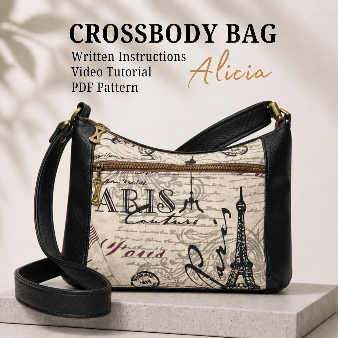 Crossbody Bag Sewing Pattern, Zipper Purse Tutorial, Small Shoulder Bag ...