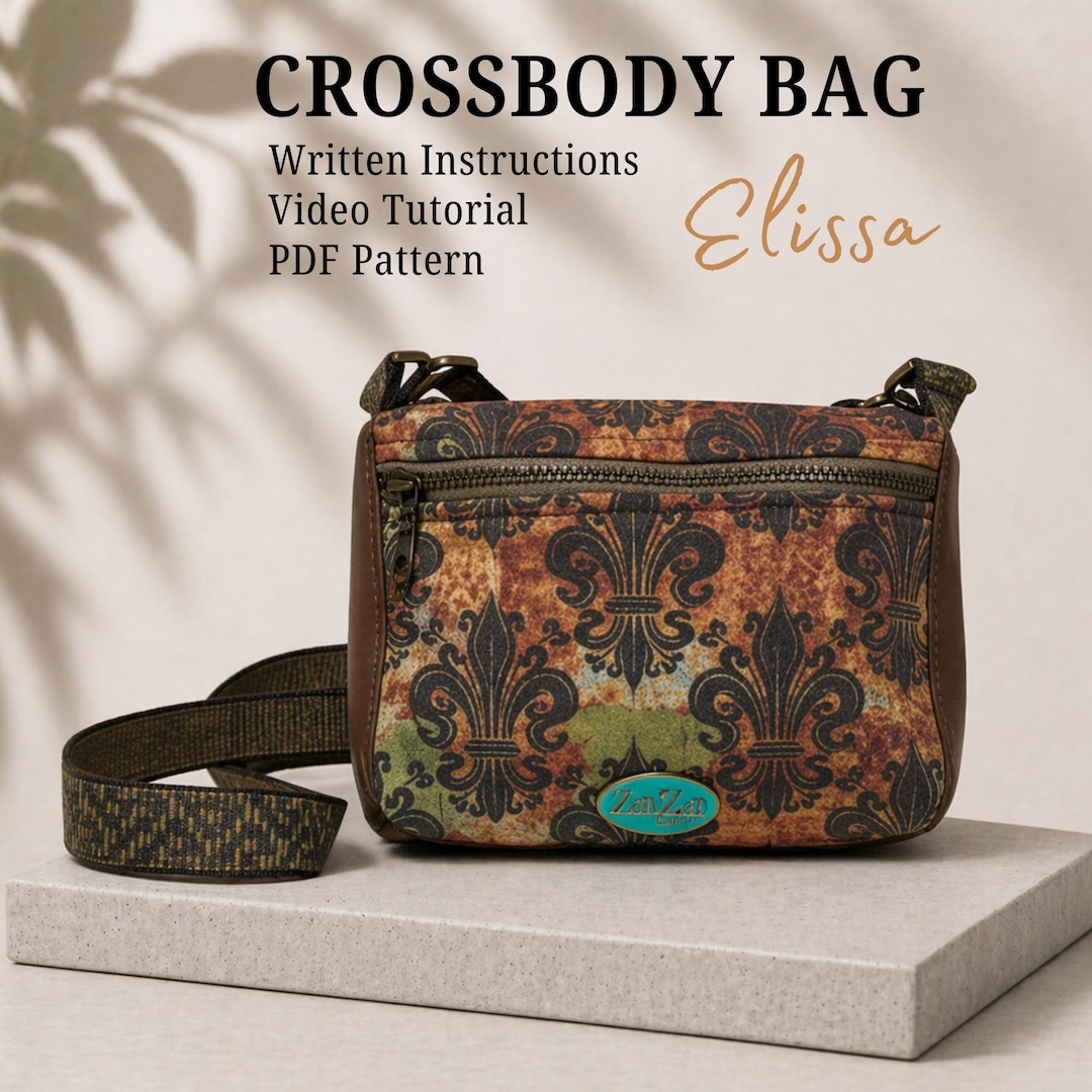 Compact Crossbody Bag Sewing Pattern PDF, DIY Small Purse With 3 ...