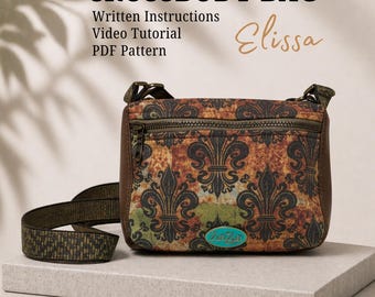 Compact Crossbody Bag Sewing Pattern, 3 Pockets, Video Tutorial (PDF Download)