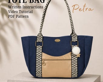 Patron de couture pour grand sac fourre-tout avec plusieurs poches (PDF + didacticiel vidéo)