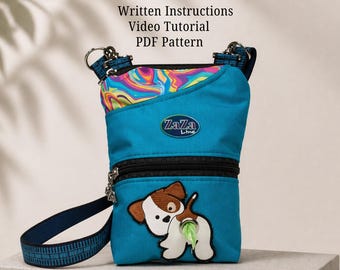 Dog Walking Bag Sewing Pattern, Crossbody Treat Pouch, Hands Free (PDF Download)