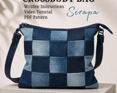 Crossbody Bag Sewing Pattern PDF, Scrap Buster sewing project, DIY Purse Pattern, Beginner Friendly with Video Tutorial