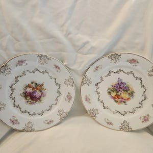 Zeh Scherzer Bavaria China Set Of 6 Dessert Plates Fruit and Floral Pattern