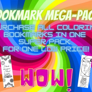 Printable Coloring Bookmarks Mega-Pack! Instantly download over 60 printable bookmarks for coloring!