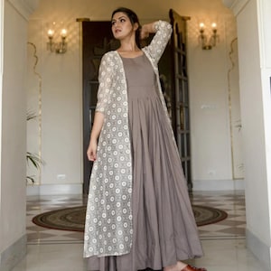 Hot Seller Indian Jumpsuit Style Indo Western Outfit With Jacket Indian Wedding Partywear Dress Palazzo Suit Crop Top Indian Shrug Set