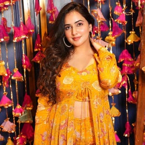 Indian Haldi Outfit Indian Jumpsuit Style Indo Western Outfit With Jacket Indian Wedding Partywear Dress Indian Shrug Set Haldi Wear Outfit
