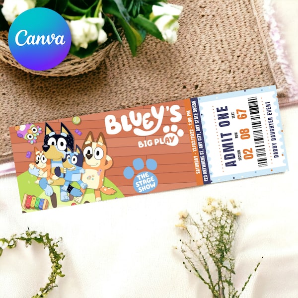 Bluey Digital Ticket Event Show Ticket Template