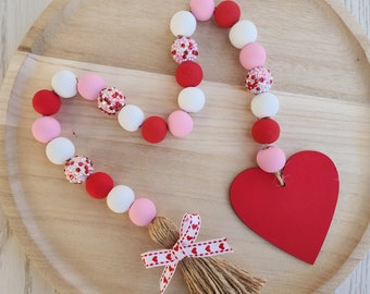 Red and Pink Valentine's Day Bead Garland