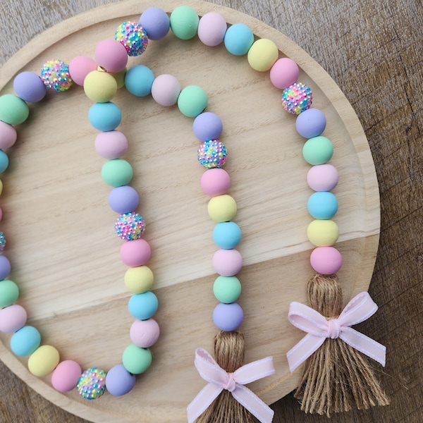 Pastel Easter Bead Garland - Spring Tiered Tray Decor