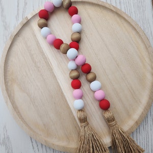 Red, Pink, and White Valentine's Day Bead Garland