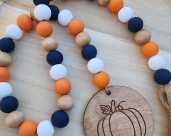 Fall Wood Bead Garland - Farmhouse Fall Decor