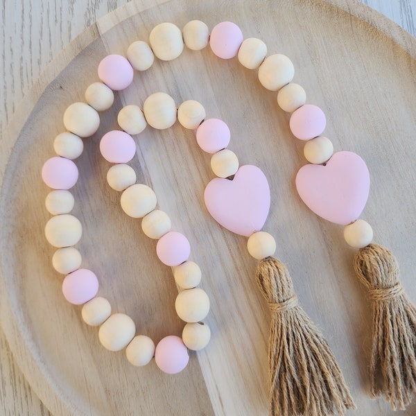 Heart Wood Bead Garland - Nursery Shelf Decor