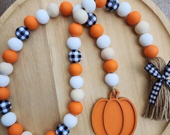 Fall Pumpkin Beaded Garland - Fall Farmhouse Tray Decor