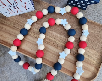 Independence Day Bead Garland - Patriotic Tray Decor - 4th of July Decoration