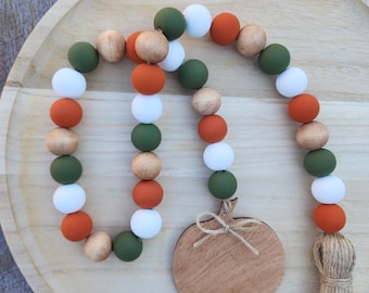 Fall Wood Bead Garland - Farmhouse Fall Decor