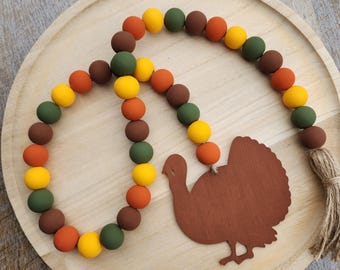 Thanksgiving Turkey Bead Garland - Fall Tray Decor - Farmhouse Home Decor