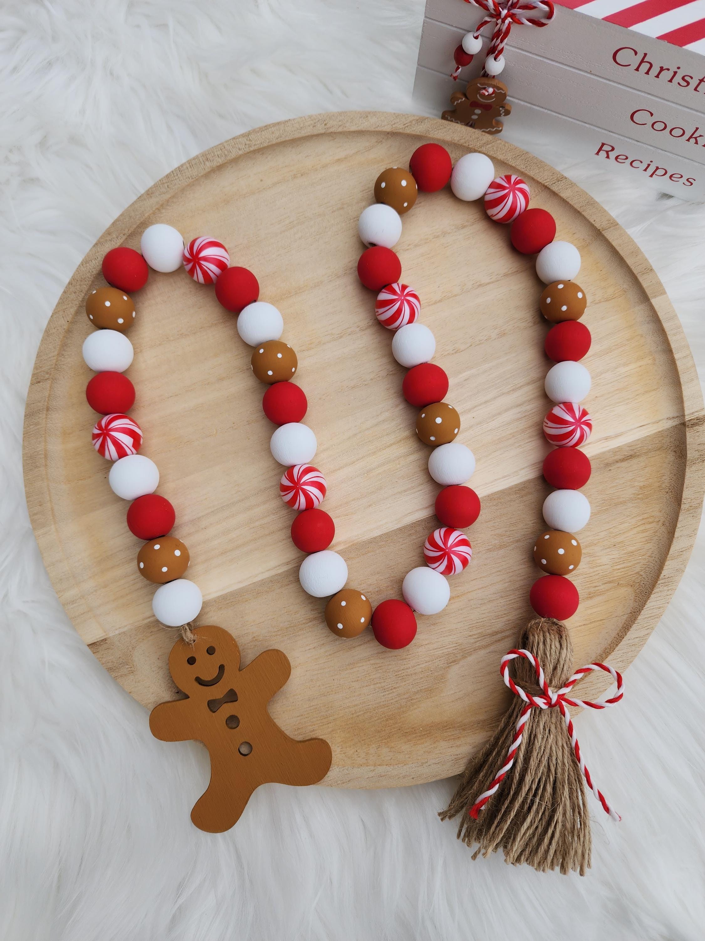 Christmas Gingerbread Man Garland | Candy Cane | Peppermint | Christmas ...
