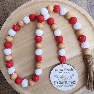 Strawberry Patch Bead Garland - Summer Home Decor