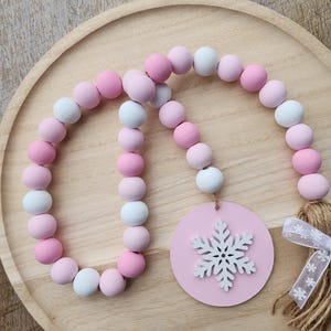 Pink Snowflake Bead Garland | Pink Winter Wonderland