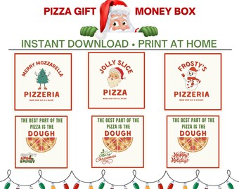 Holiday Pizza Money Gift- Christmas Pizza Money Gift- Unique Money Gift- Groovy & Bright Gift
