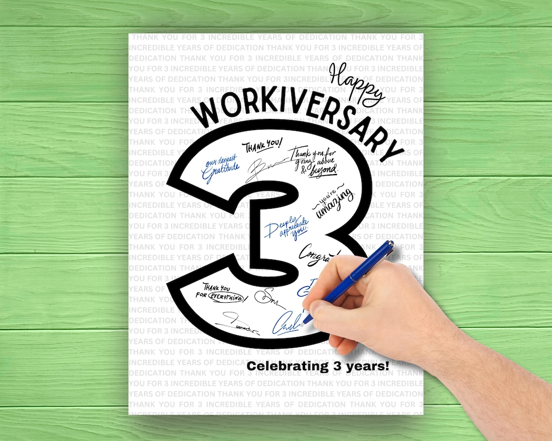 3 Year Work Anniversary Poster Printable, Employee Appreciation ...
