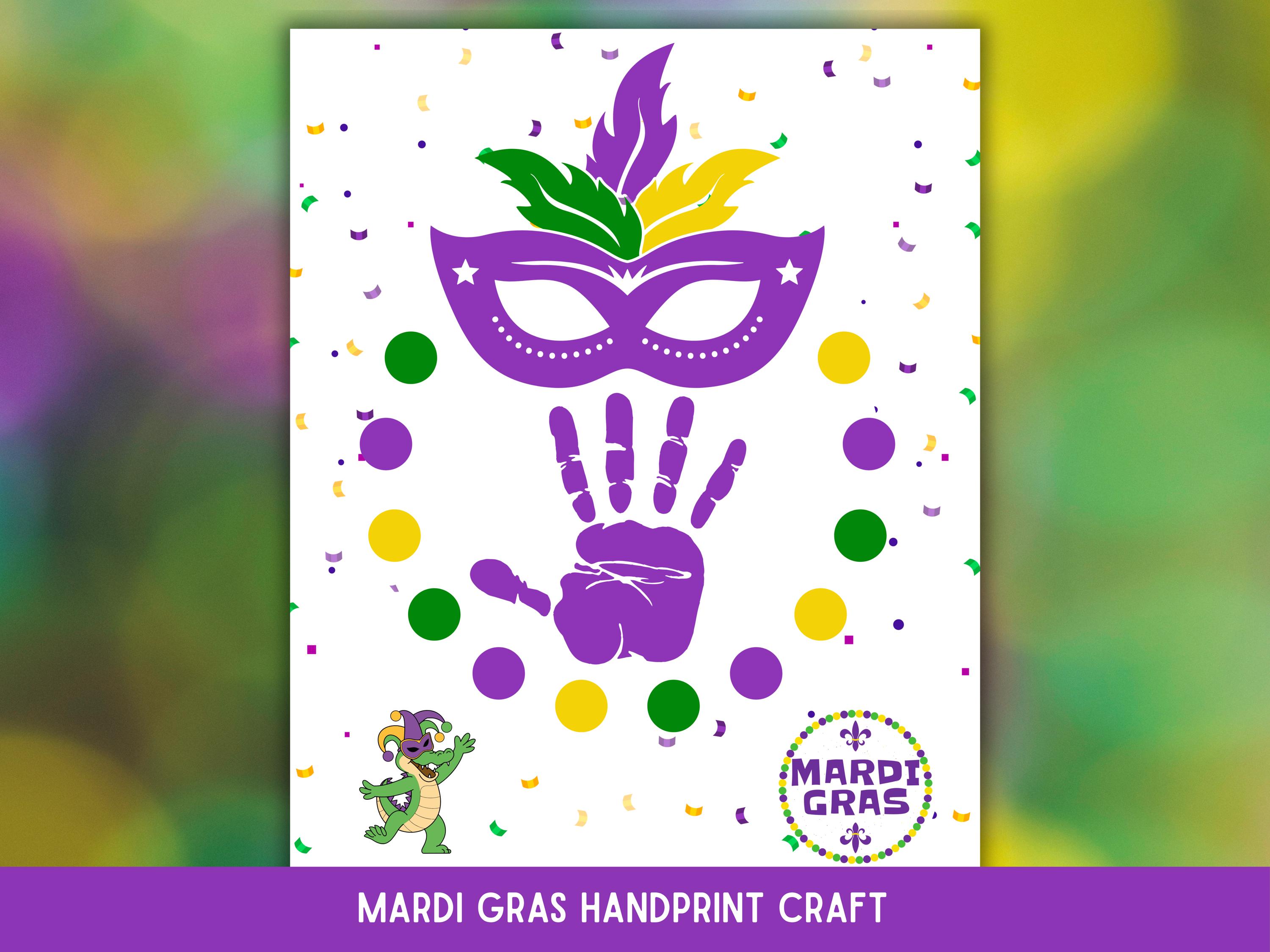 31 Festive Mardi Gras Crafts for Kids 12 Mardi Gras Handprint Craft, Mardi Gras Handprint Art, Printable…