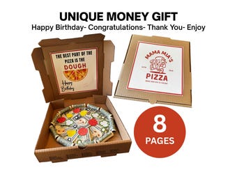 Printable Money Pizza Gift Box, Unique Money Gifts, Pizza Lover Gift, Birthday, Congratulations, Thank You, Enjoy, Cash Money Gifts
