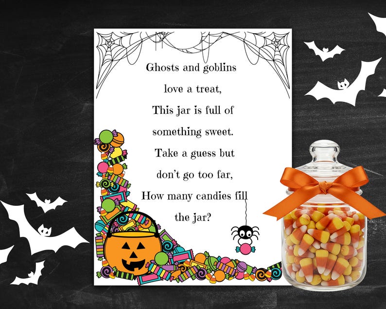 Halloween Candy Guessing Game Printable, Spooky Cute Party Game, Trick ...