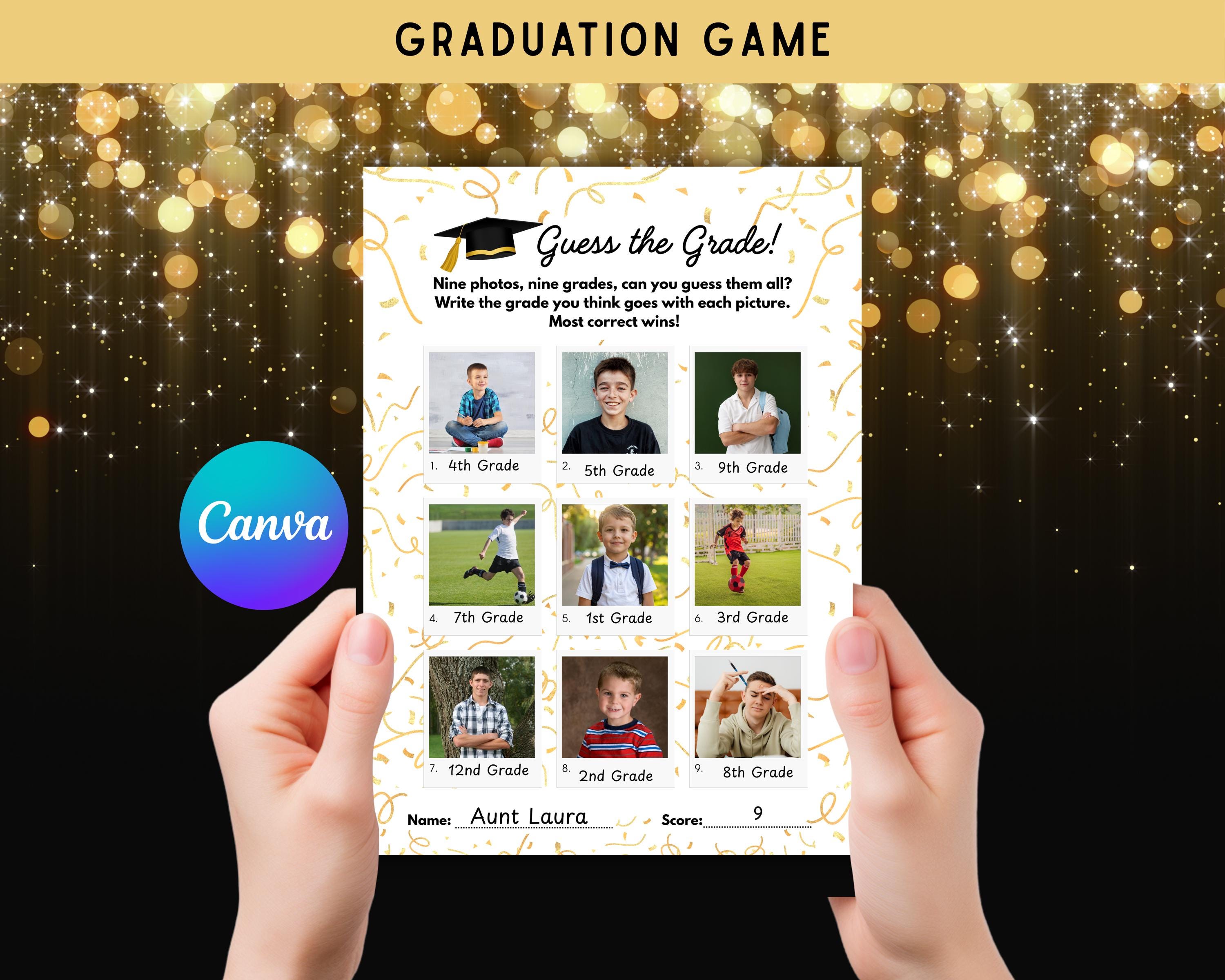 Guess the Grade Graduation Game, Fun Party Activity, Graduation Games ...