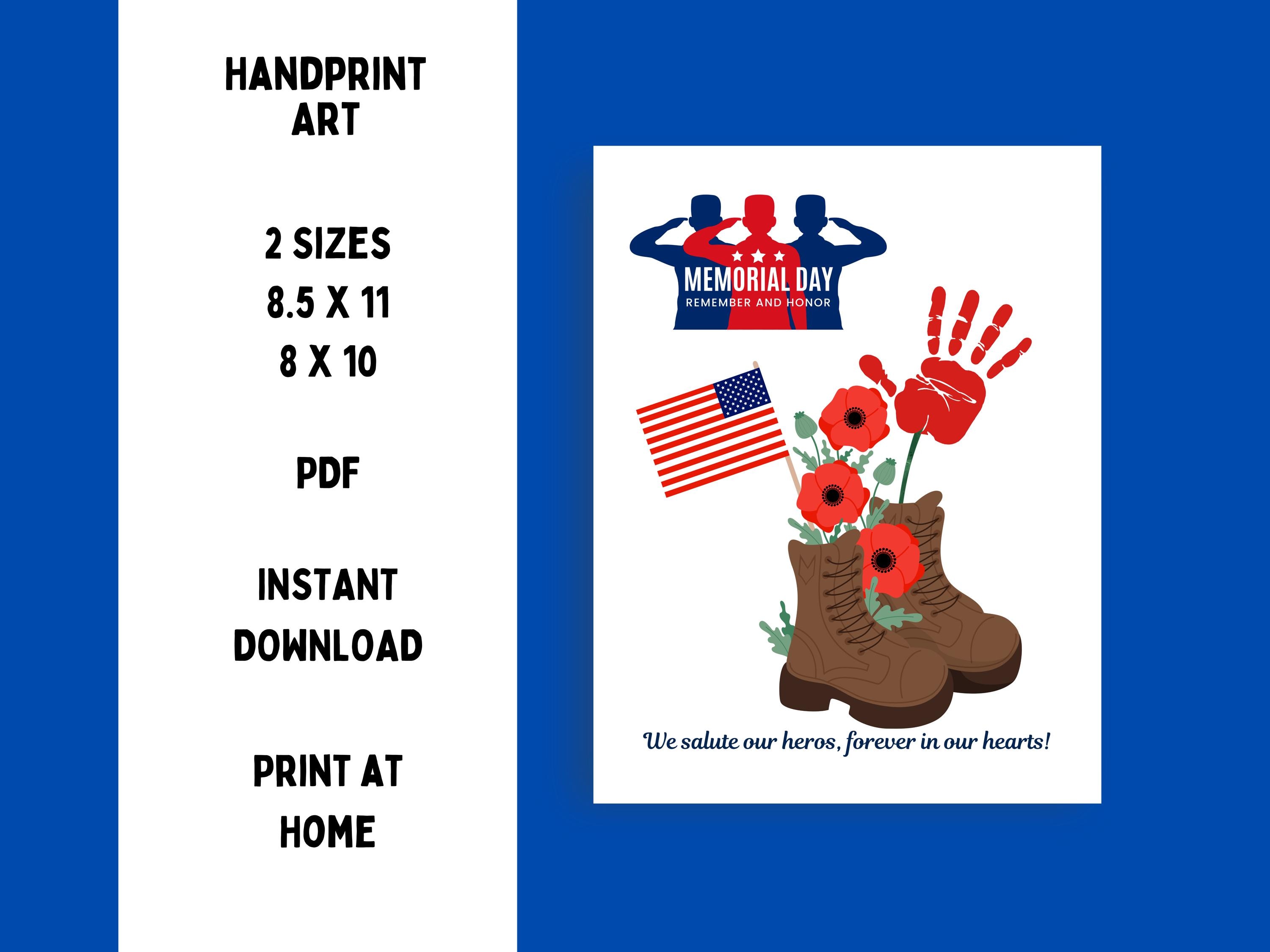 Memorial Day Handprint Craft for Kids, Printable Keepsake Craft ...