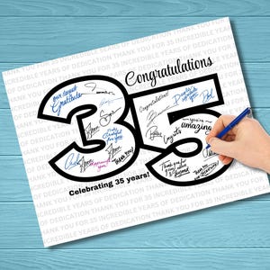 35th Work Anniversary, Celebrating 35 Years of Service, Card Alternative for Employee, Co-Worker, Boss, Pastor, Volunteer