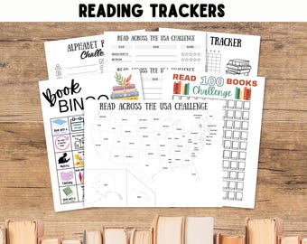 Reading Tracker Printable, Reading Log, 30 Books, 100 Books, Read Across the USA, PDF