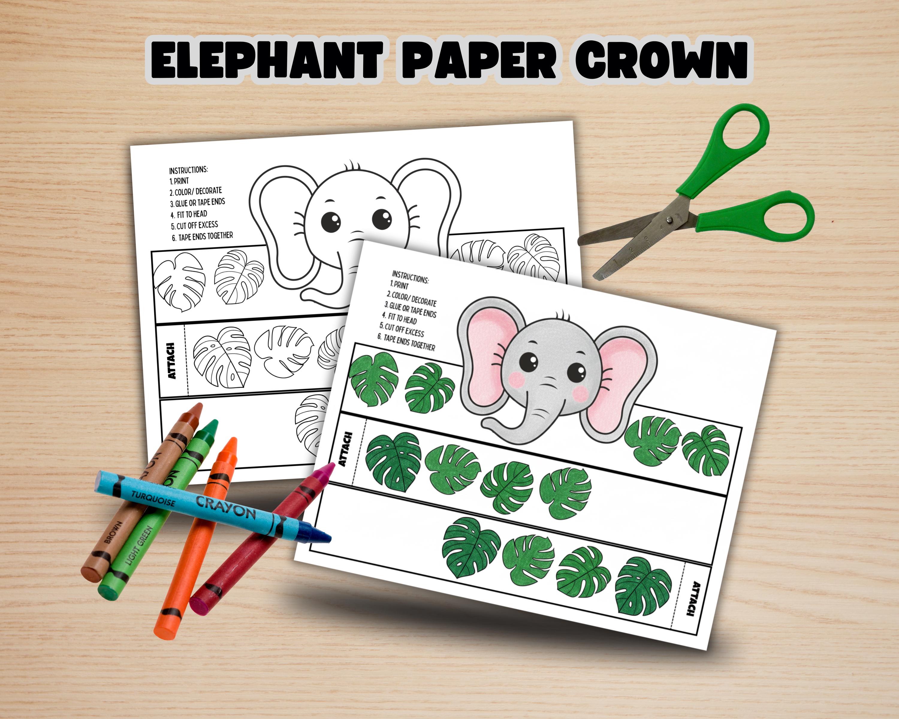 DIY Elephant Paper Crown Kit, Indoor Craft for Kids, Printable…