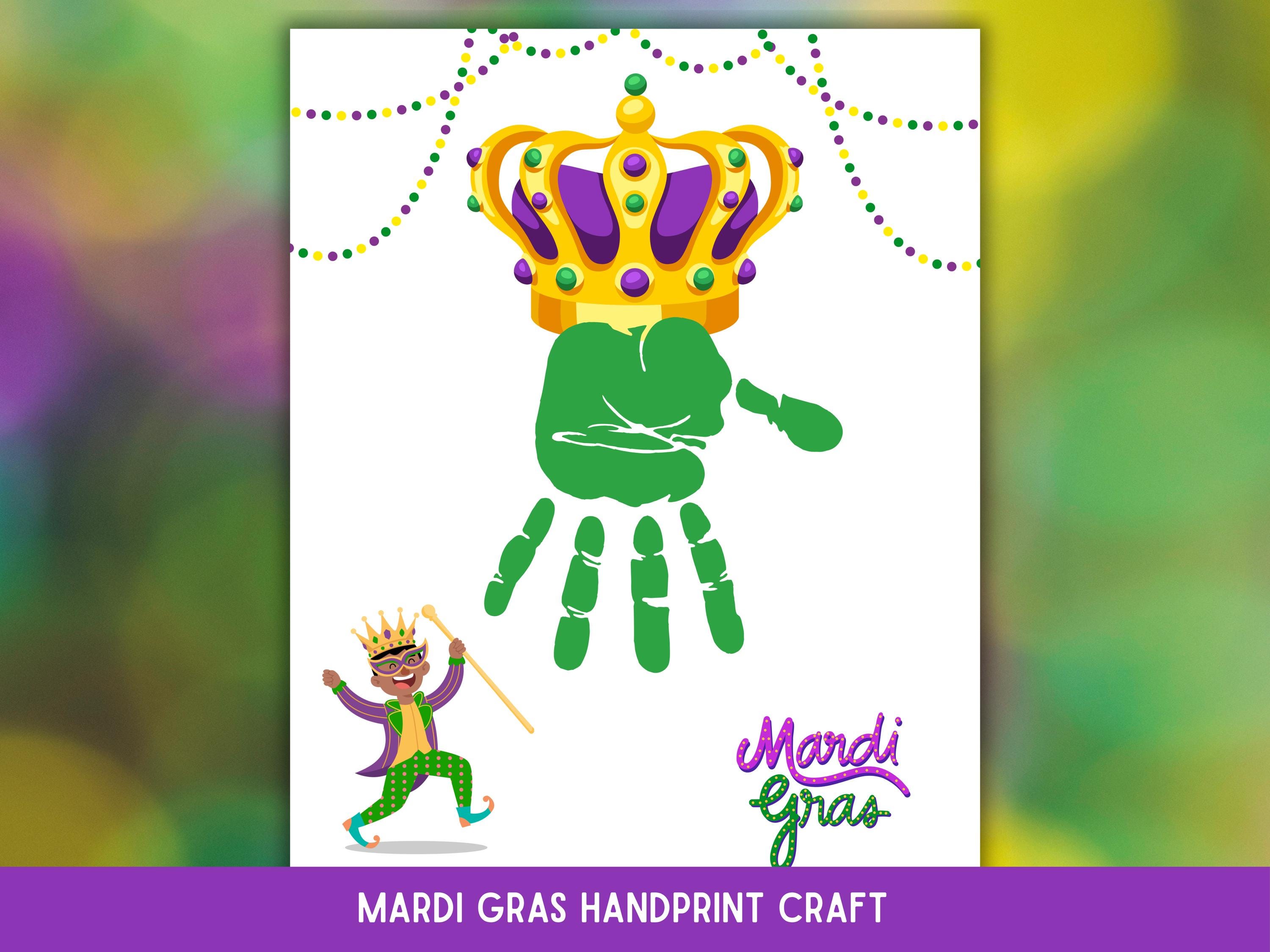 31 Festive Mardi Gras Crafts for Kids 10 Mardi Gras Handprint Craft, Mardi Gras Handprint Art, Printable…