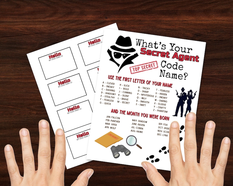 What’s Your Secret Agent Name, What's Your Name Game, Spy Birthday ...