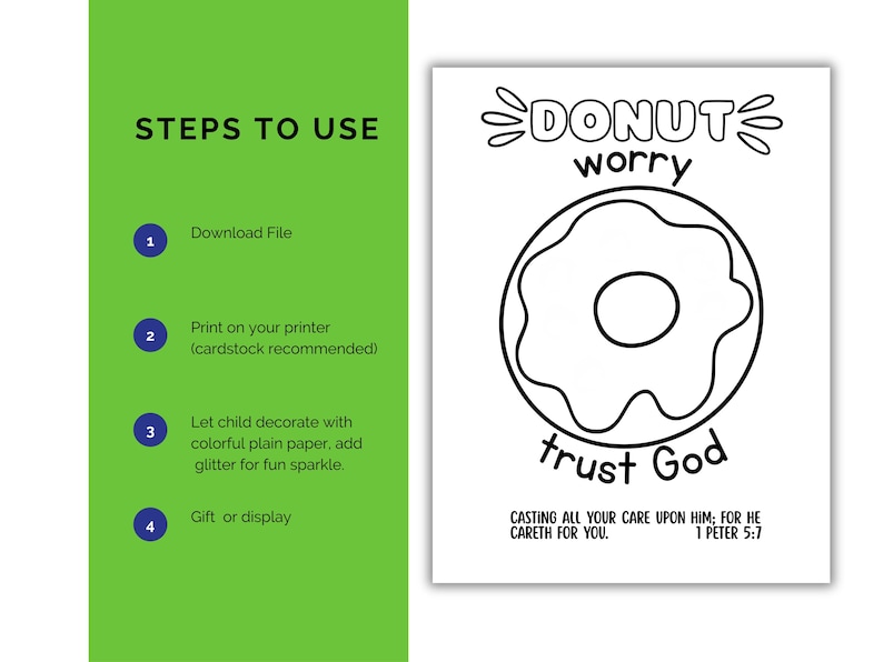 Do Not Worry Torn Paper Bible Craft, Donut Worry Trust God 1 Peter 5:7 ...