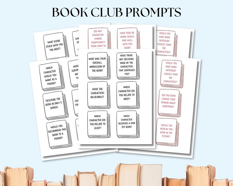 Book Club Questions & Prompts, 36 Cards for Fun Book Club Meetings, Book Club Conversation Starters, Book Club Leader Gift image 2