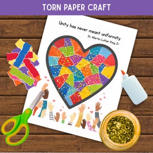 Diversity Torn Paper Keepsake Craft, Black History Month Art, Unity Activity, Preschool & Toddler Craft, Torn Paper Activity for Classroom