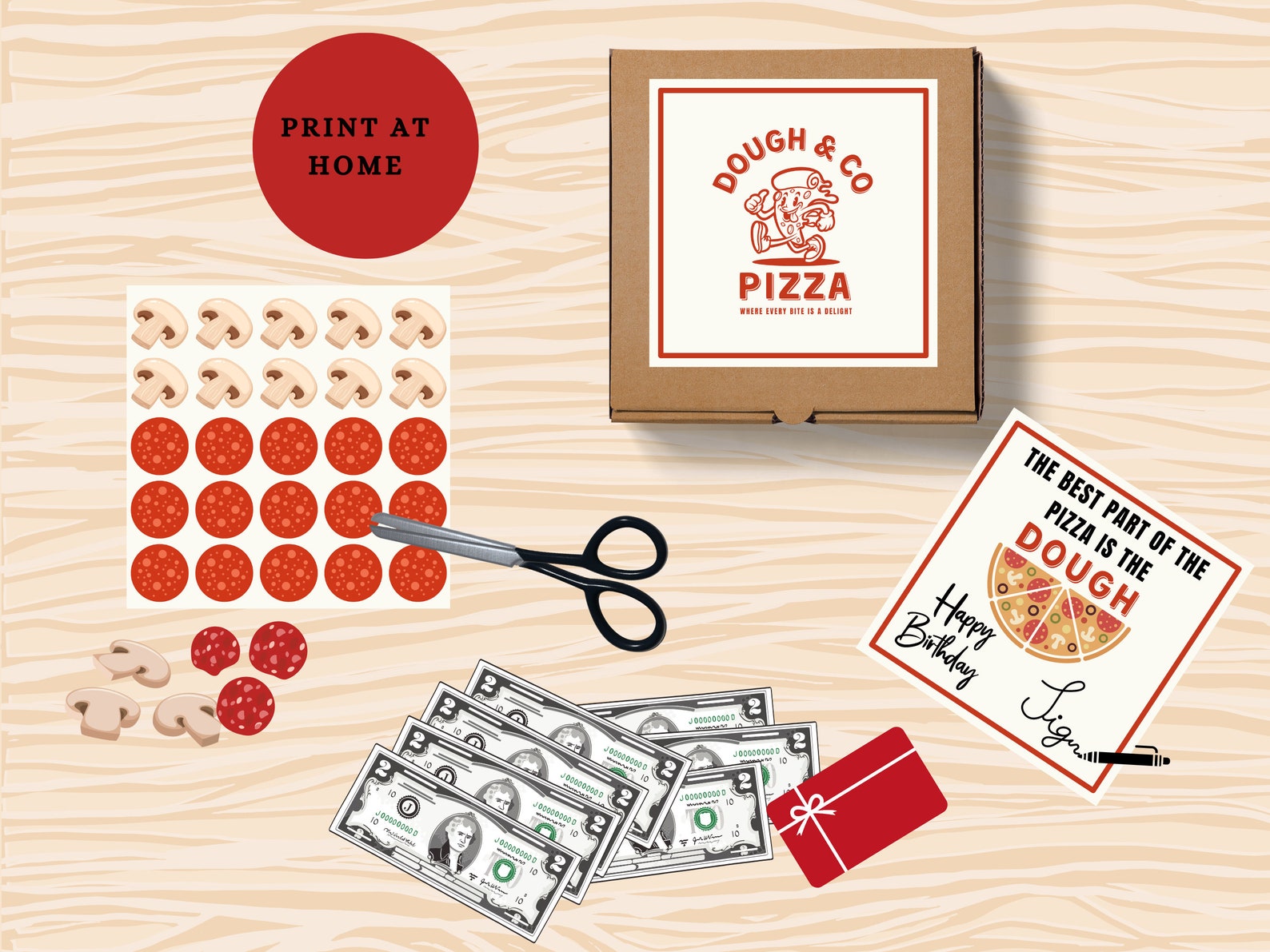 Printable Money Pizza Gift Box, Unique Money Gifts, Pizza Lover Gift, Birthday, Congratulations ...