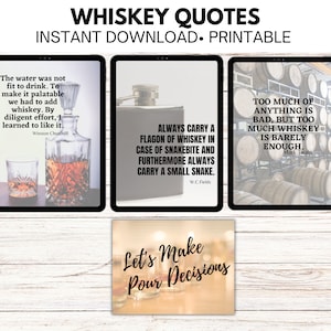 Printable Whiskey Quotes, Whiskey Decor, Printable Party Decor