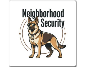 Neighborhood Security German Shepherd Magnet | Refrigerator Patrol Dog Magnet