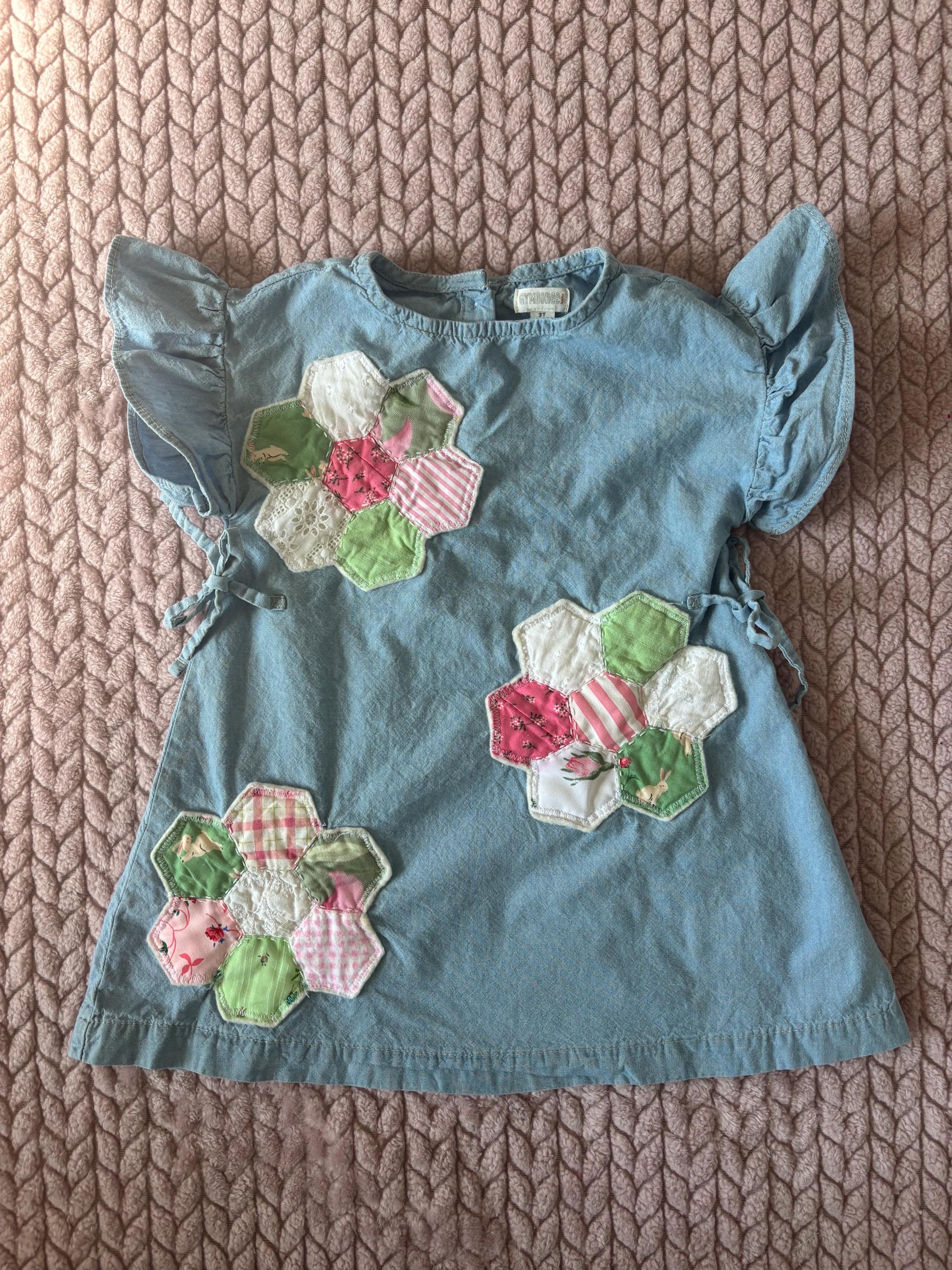 denim easter dress Girls patchwork denim Easter dress