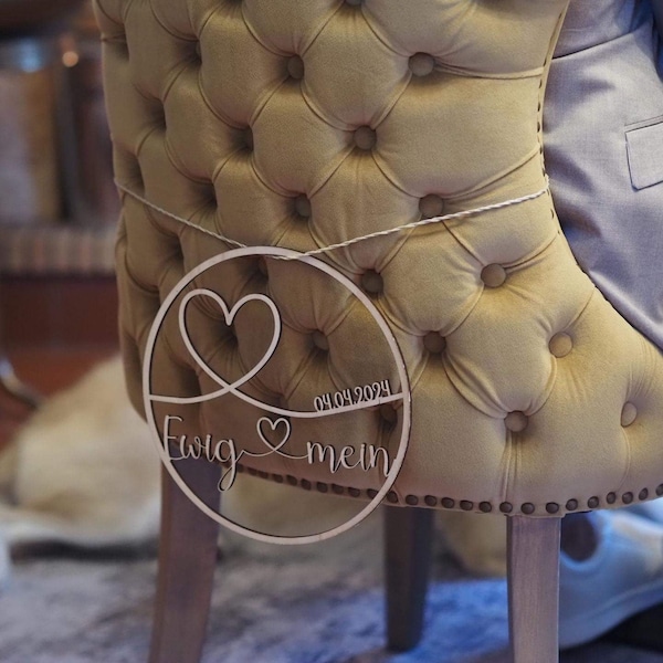 Stuhlschilder Hochzeit personalisiert Deko Stuhlanhänger