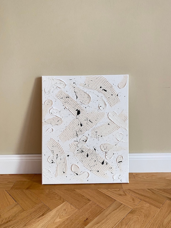 Minimalistisches, abstraktes Strukturbild | Leinwandbilder mit Strukturpaste weiß | Wanddeko | Textured Art | Wandbild modern
